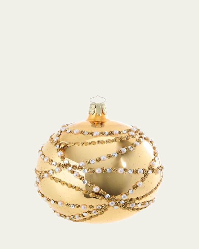 Faux Pearls & Rhinestones Garland Ball Ornament
